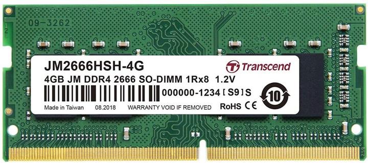 Image du produit Transcend 4Go JM DDR4 2666 SO-DIMM 1Rx8 512Mx8 CL19 1.2V (1 x 4GB, 2666 MHz, RAM DDR4, SO-DIMM)
