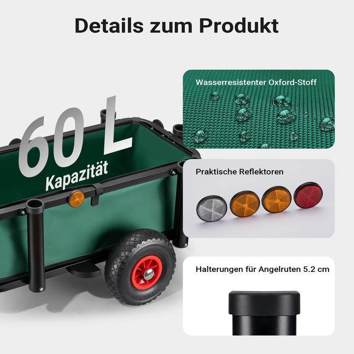 Produktbild Wiltec Angelwagen mit Tasche Angel Trolley bis 50kg Bollerwagen Transportkarre