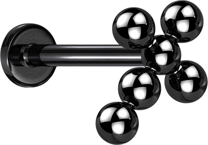 Star Piercing Micro Labret Innengewinde schwarz Kreuz Kugeln (Titan G23, ohne Messing)