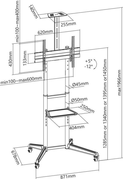 Productafbeelding SpeaKa Professional TV trolley 94,0 cm (37) 177,8 (70) Vloerstandaard (70", 50 kg)