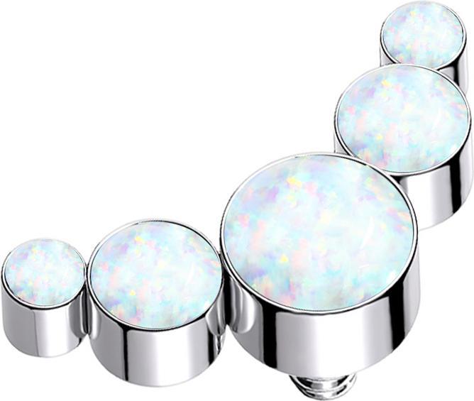 Star Piercing Dermal Anchor silber fünf Opale weiss (Titan G23, ohne Messing)