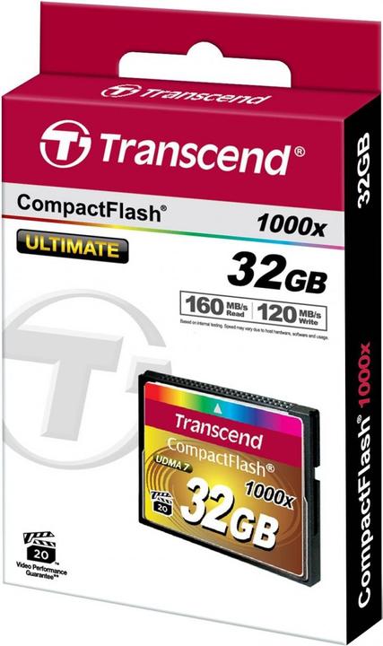 Produktbild Transcend 32 GB CompactFlash-Karte mit 1000-facher Schreibgeschwindigkeit (32 GB, CF)