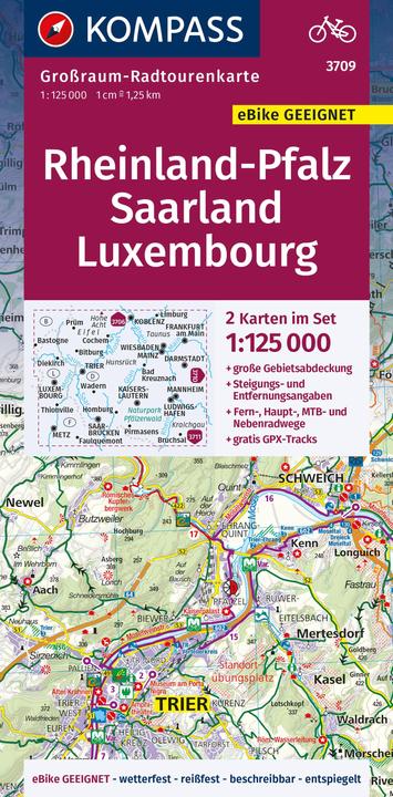 Produktbild Grossraum-Radtourenkarte 3709 Rheinland-Pfalz, Saarland, Luxembourg 1:125.000