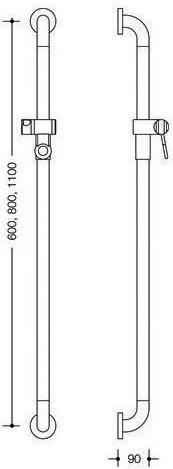 Produktbild Hewi Brausehalterstange SERIE 477 90 tief d= 33mm Achsmass 1100mm stahlblau