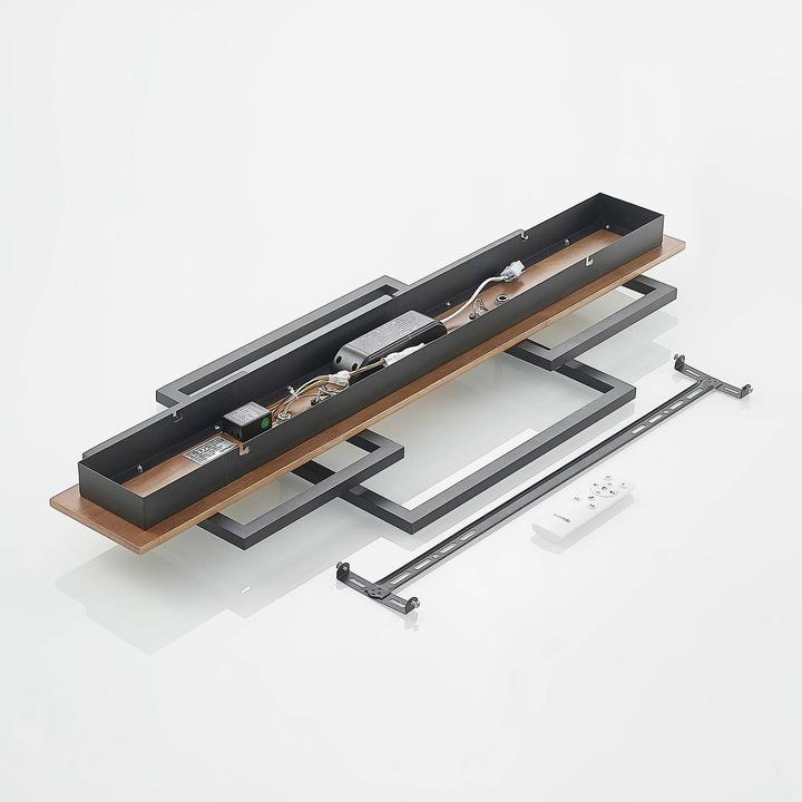 Actual product image Lucande Chariska LED Ceiling Lamp Wood Black 95cm (740 lm)