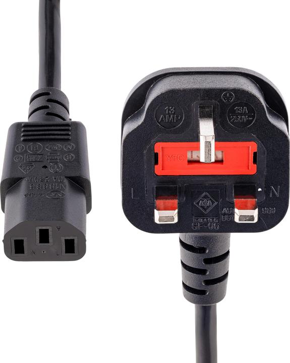 Actual product image StarTech Cold device plug power cable 3m - C13 to BS 1363 mains connection cable (3 m, C13)