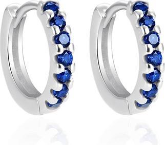 Agato - Silver hoop earrings with blue zircons AGT-E066KDB