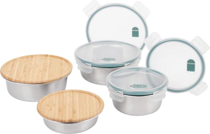 Produktbild Rotho Set Frischhaltedose aus Edelstahl 4 tlg. PAGAMALU mit Bambusdeckel (1.40 l)