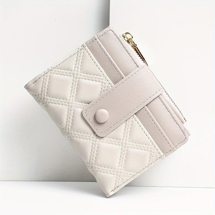 Only-Bags.Store Neue gesteppte Brieftasche mit Reissverschlusstasche und Schnallenverschluss, perfekt für Geschenke