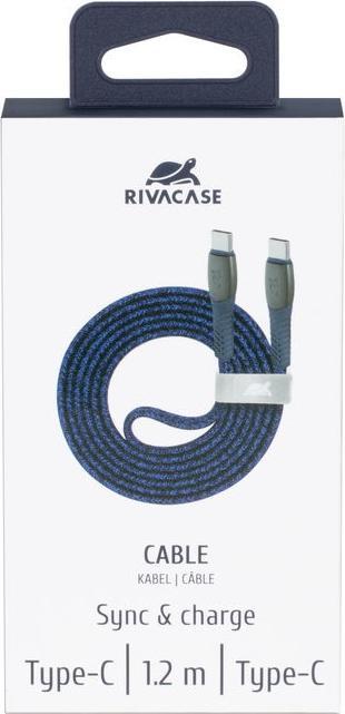 Image du produit Rivacase CÂBLE USB-C VERS USB-C /BLUE PS6105 BL12 (1.20 m, USB 2.0)