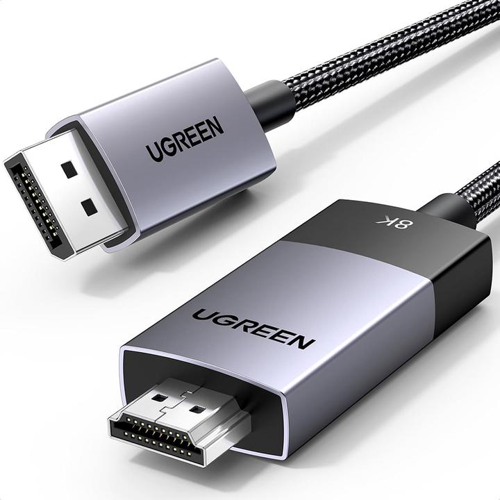Produktbild Ugreen DisplayPort zu HDMI Kabel DP115, 8k 60 Hz, 2m (schwarz) (2 m, DisplayPort)