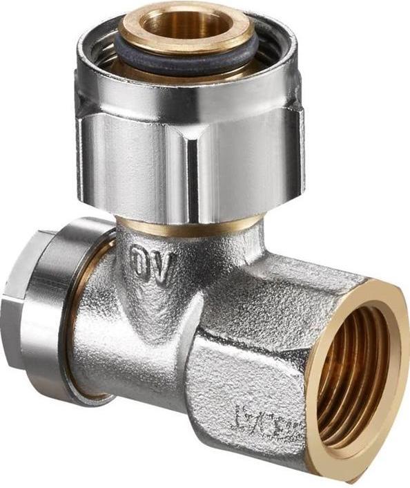 Oventrop OV Combi 3 shut-off elbow fitting with union nut 3/4in ÜMx3/4in AG