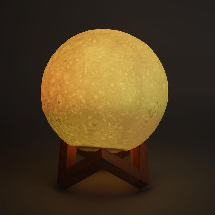 Actual product image Casativo Set of 2 3D moon decorative lamps, touch & remote control, 16 colours, rechargeable battery, Ø 15 cm