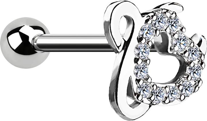 Star Piercing Micro Barbell silber mit Kugel und Teufelsherz (Chirurgenstahl 316L, Messing)