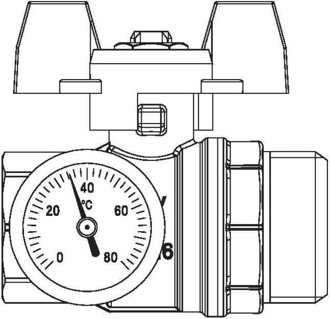 Actual product image Oventrop OV Ball valve w Thermo red butterfly handle 3/4inch IGx1Z