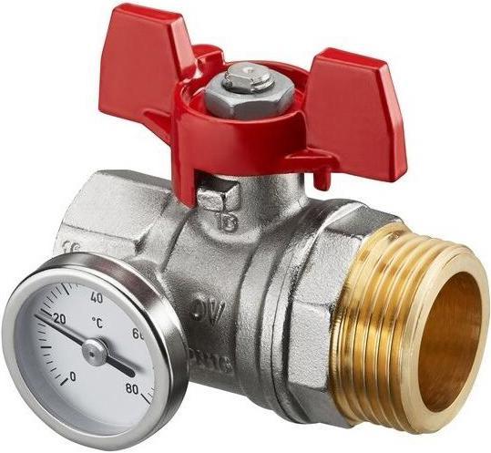 Actual product image Oventrop OV Ball valve w Thermo red butterfly handle 3/4inch IGx1Z