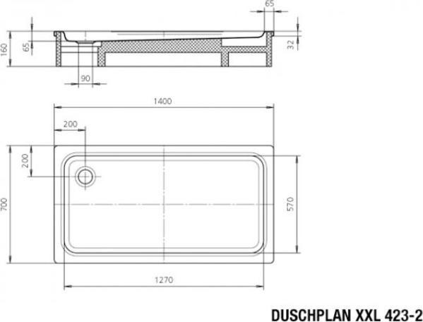 Produktbild Kaldewei Duschplan XXL 423-1 70x140cm