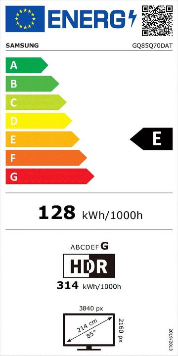 Energie-Label Samsung GQ85Q70DAT (85", Q70D, QLED, 4K, 2024)