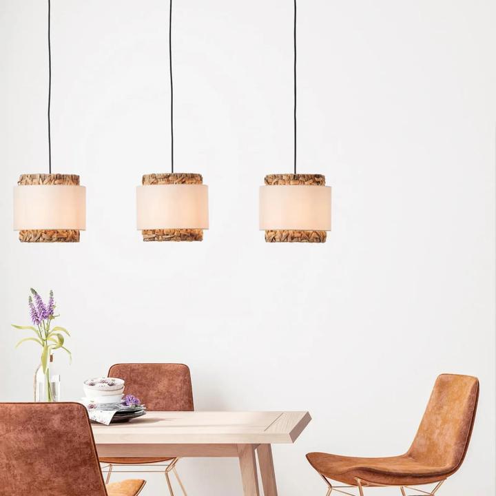 Actual product image Brilliant Waterlilly Pendant Light 3flg black/nature/white (E27)