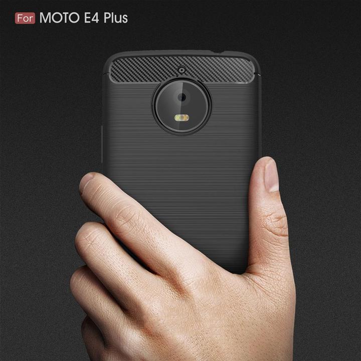 Produktbild König Design Motorola Moto E4 Plus TPU Case Carbon Fiber Optik Brushed Schutz Hülle Blau Neu (Motorola Moto E4 Plus)