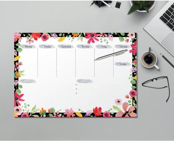 Produktbild Jolie Papier-Schreibunterlage ®, A3, Rose Inspiration (DE), Layout in deutscher Sprache, mit undatier (42 x 29 cm)
