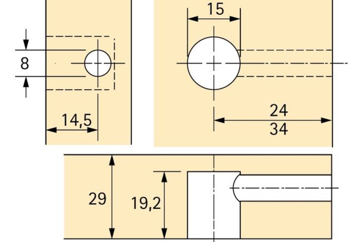 Productafbeelding Hettich Excentrisch verbindingsbeslag Rastex 15, voor planken van 29 mm (Aansluitende fitting, 1 Pcs.)
