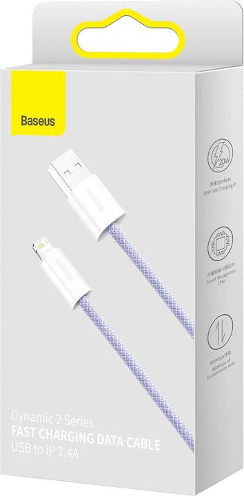 Actual product image Baseus USB cable for Lightning Dynamic 2 Series, 2.4A, 2m (purple) (2 m, USB 2.0)