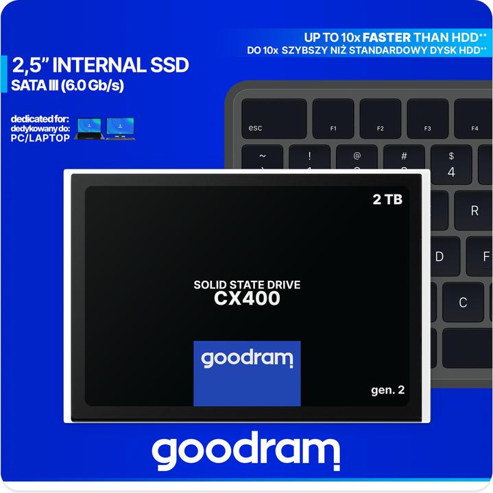 Produktbild Goodram SSD CX400 Gen. 2 2TB SATA III 2 5 RETAIL (2050 GB, 2.5")
