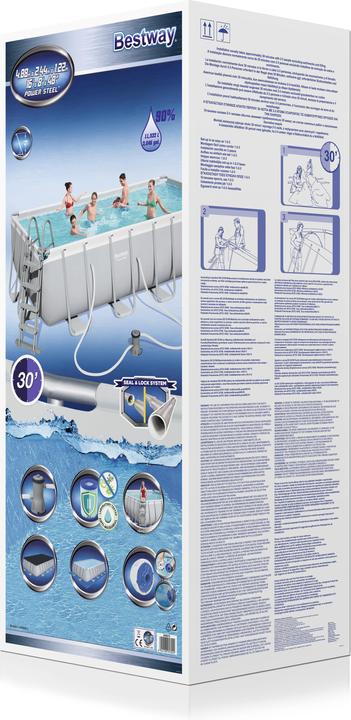 Image du produit Bestway Power Steel 56670 above ground pool Framed pool Rectangular 11532 L White (488 x 244 x 122 cm)