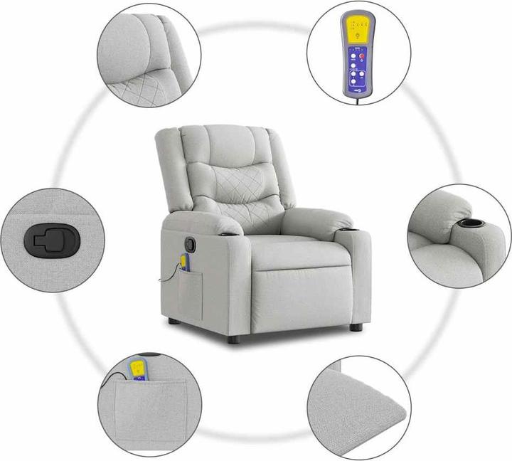 Actual product image VidaXL Massage chair cloud grey fabric