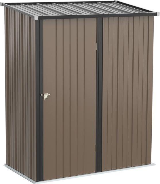 Produktbild Swisshandel24 Gartenhaus Gerätehaus Geräteschuppen Metall mit Pultdach 1,34 m² verzinkter Stahl Braun 161,5 x 94,5
