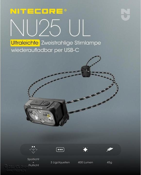Produktbild Nitecore NU25UL -Ultralight (400 lm)