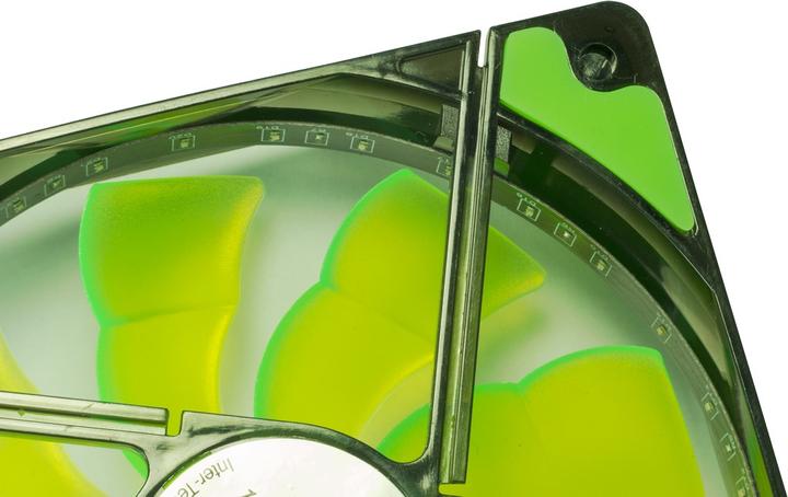 Produktbild Intertech L12025 - 120mm Luefter - gruen 1200U/min 33 LED Spiraleffekt gummierte Auflagen fluid Gleitlager... (120 mm, 1 x)