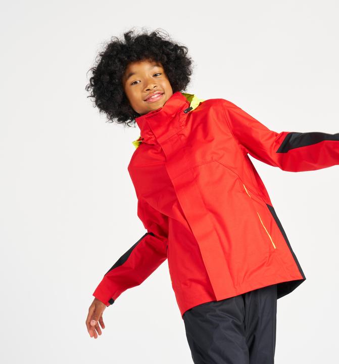 Produktbild Tribord Regenjacke Segeljacke Kinder wasserdicht winddicht - Sailing 300 rot/gelb
