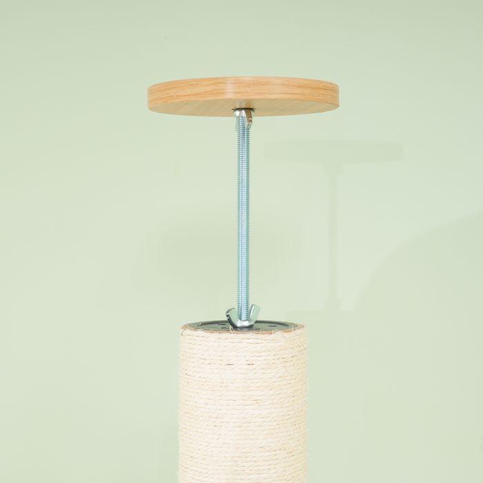 Produktbild Swisshandel24 Kratzbaum, Katzenkratzbaum Deckenhoch, 230-250 cm, Höhenverstellbar, Kippschutz (250 cm, Eiche+Cremeweiss)