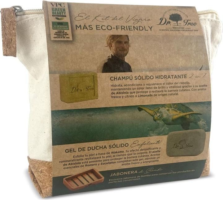 Actual product image Dr. Tree The Traveller's Kit Moisturizing Shampoo Peeling Shower Gel Bamboo Soap Dish Eco Toiletry B (Hair care set)