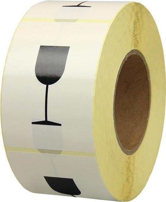 Produktbild Transpak Hinweisetikett Symbol Glas Länge 75 mm, Breite 105 mm weiss