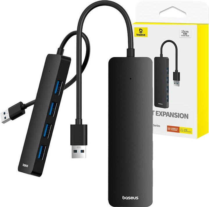 Actual product image Baseus 4in1 Hub UltraJoy Lite USB-A to USB 3.0 15 cm(black) (USB-A, 4 Ports)