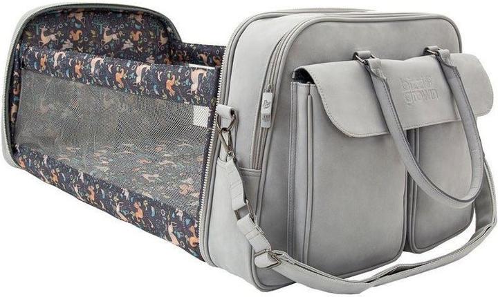 Actual product image Bizzi Growin POD Baby Travel Crib Changing Bag - Vegan Leather - Whisper Grey