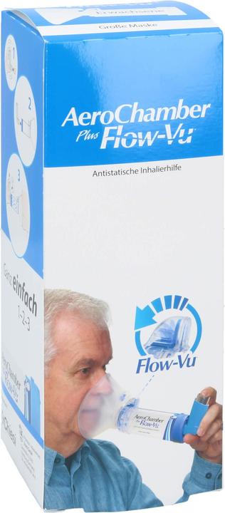 Actual product image Sandoz AeroChamber plus Flow-Vu with mask for adults and children from 5 years, 1 pc. Inhalation aid