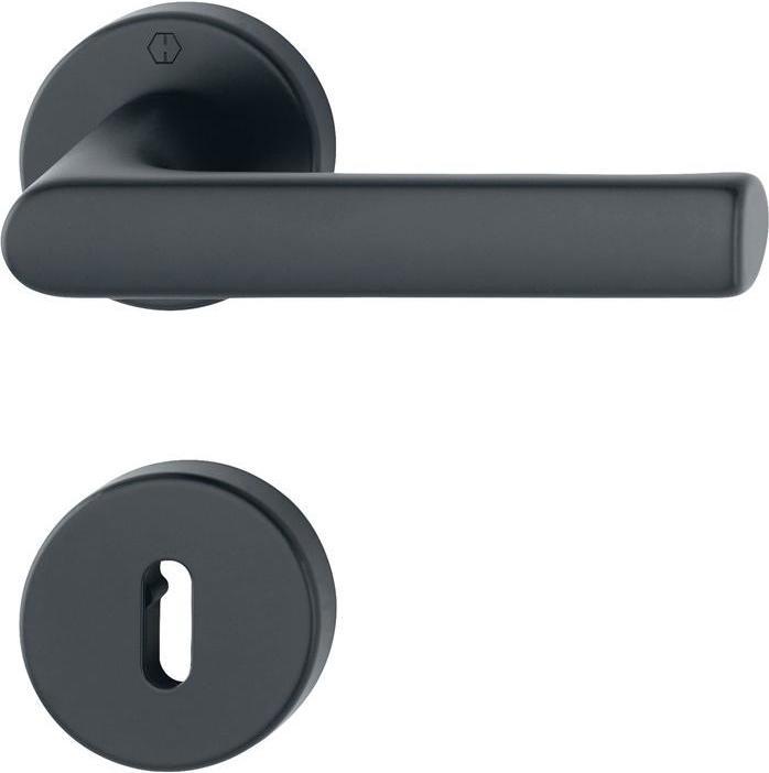 Actual product image Hoppe Rosette set Hamburg 1700 / 42KB/42KBS Aluminium F9714M round OB DIN left / right D/D (Door handle)