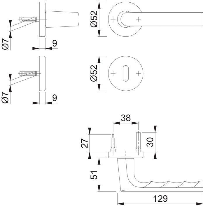 Actual product image Hoppe Rosette set Hamburg 1700 / 42KB/42KBS Aluminium F9714M round OB DIN left / right D/D (Door handle)