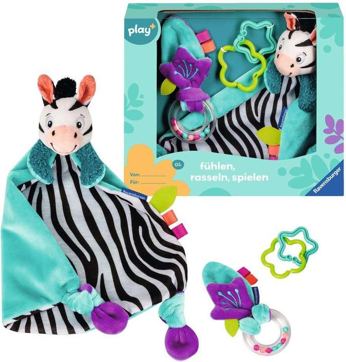 Image du produit Ravensburger 4858 play+ Toucher, hocher, jouer (set cadeau : zèbre), doudou, cadeau pour la fête des mères