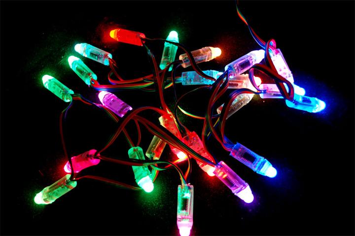 Produktbild OEM 12mm Diffused Digital RGB LED Pixels (25er Strang) WS2801