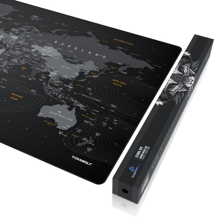 Produktbild Titanwolf Gaming Mauspad, XXXL 1500 x 800 x 3 mm Mausmatte Extralarge / Waschbar, Weltkarte (XXL)