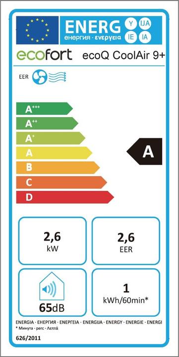 Energie-Label ecofort ecoQ CoolAir 9+ (25 m², 9000 BTU/h)