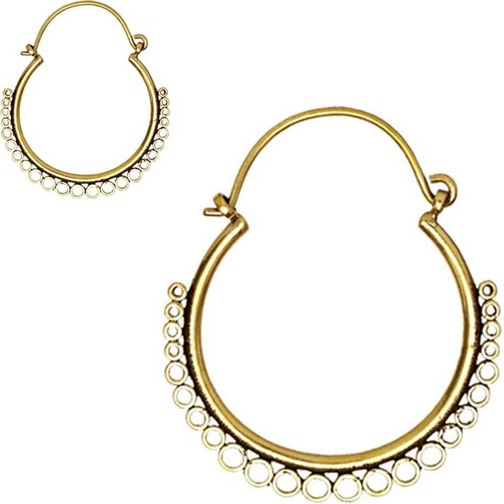 Star Piercing Ohrring vergoldet mit Kreisen (Messing)
