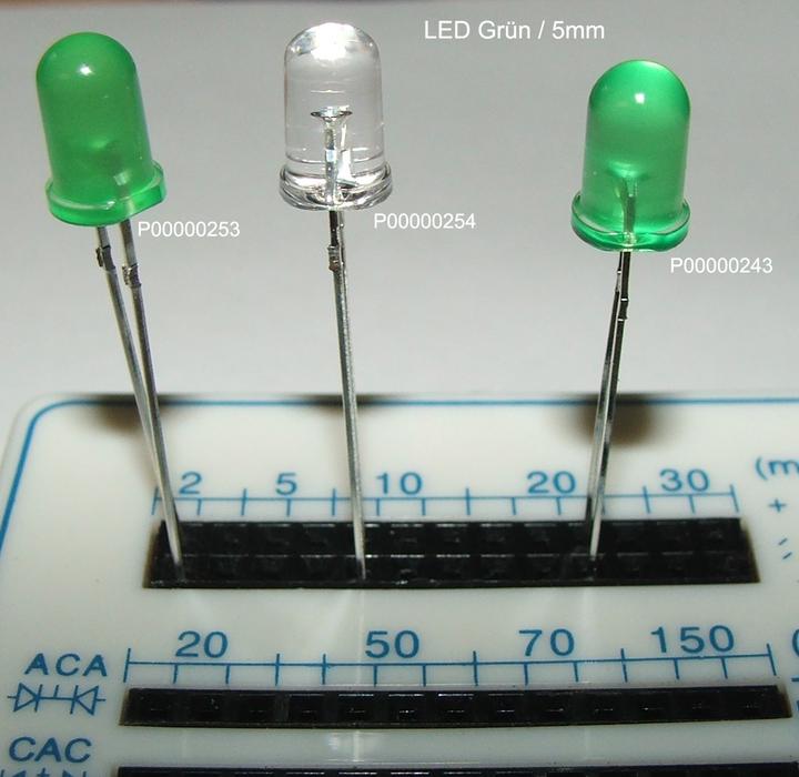 Immagine prodotto OEM LED verde super luminoso in un alloggiamento trasparente di 5 mm