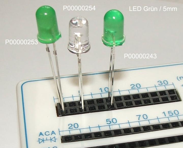 Immagine prodotto OEM LED verde super luminoso in un alloggiamento trasparente di 5 mm