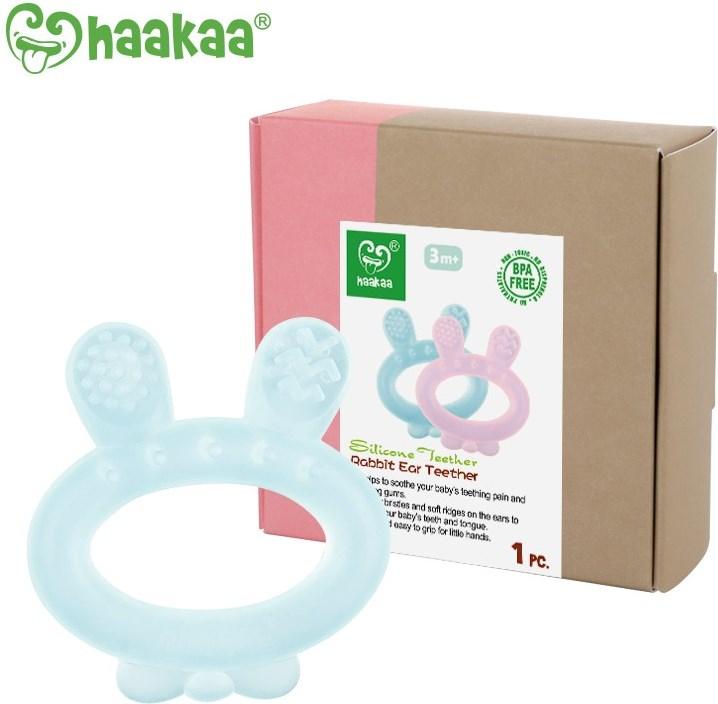 Actual product image Haakaa Teething Ring Rabbit Ear - Blue
